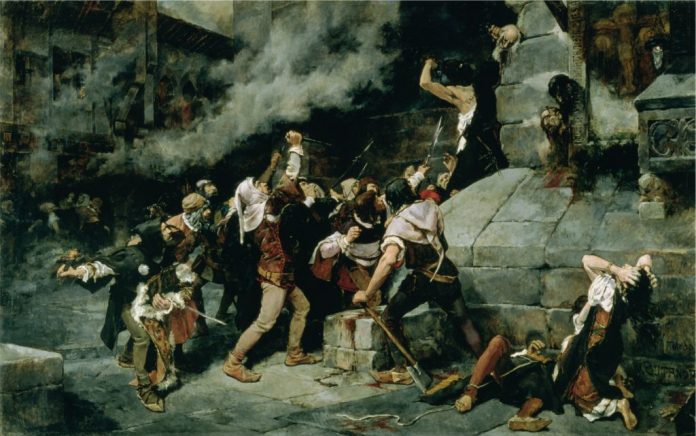 'At the Feet of the Saviour', Slaughter of the Jews in the Middle Ages, 1887 (oil on canvas)